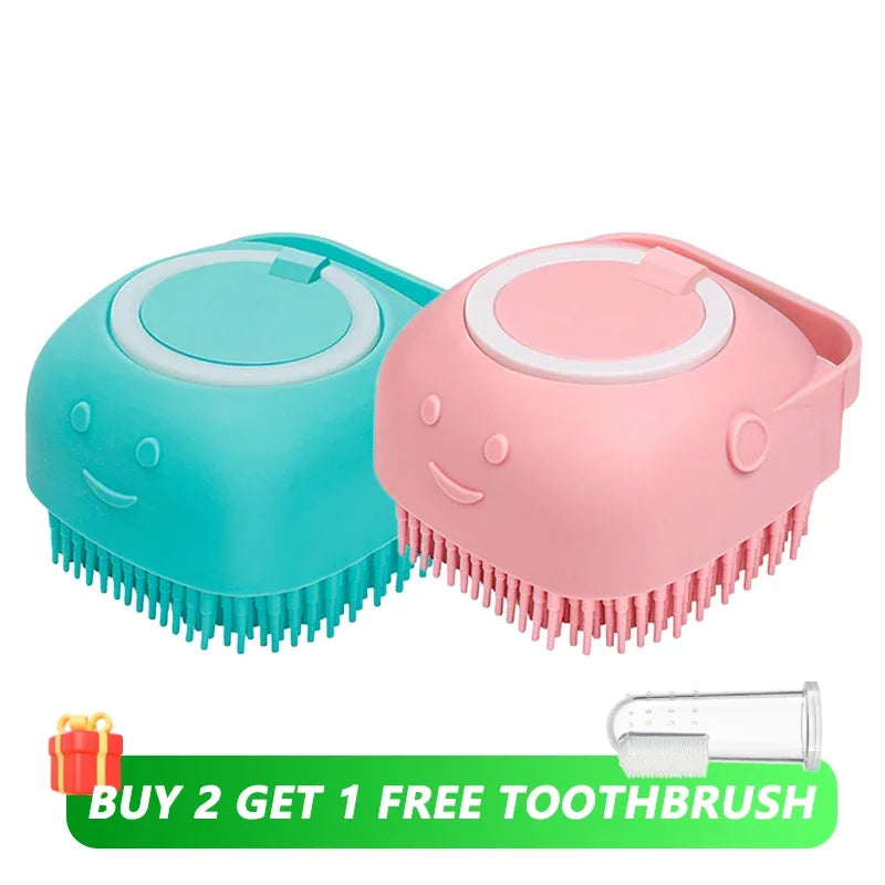 Silicone Pet Bath Brush: Shampoo Dispensing Massager