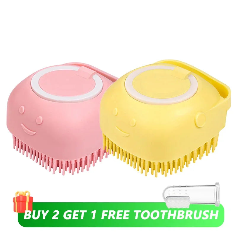 Silicone Pet Bath Brush: Shampoo Dispensing Massager