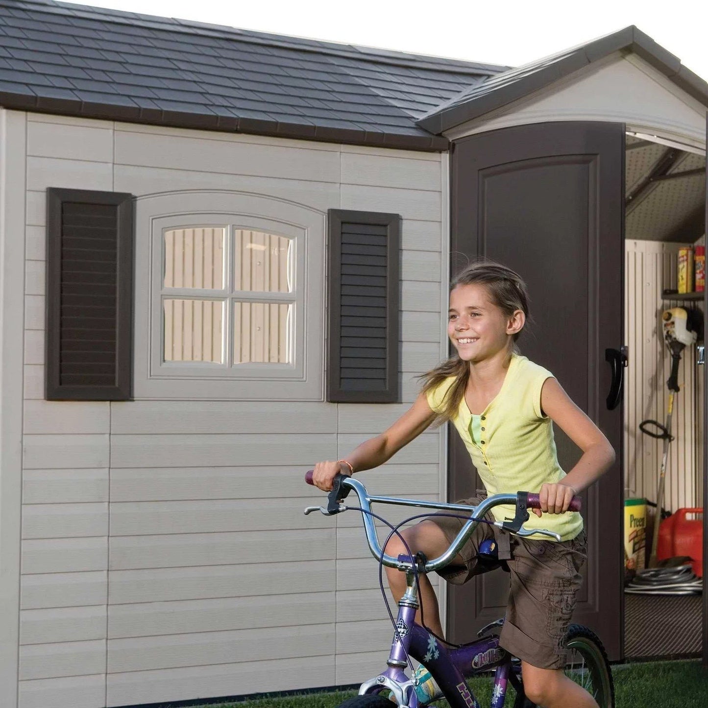 Lifetime 15 ft. x 8 ft. Outdoor Garden Storage Shed with Double Doors & Skylights