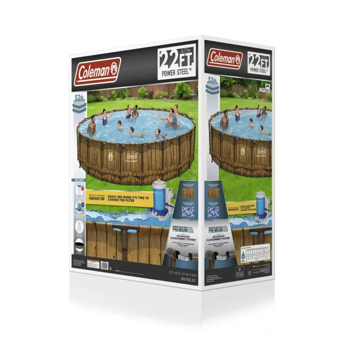 Coleman Power Steel 22′ x 52 Round Above Ground Pool Set