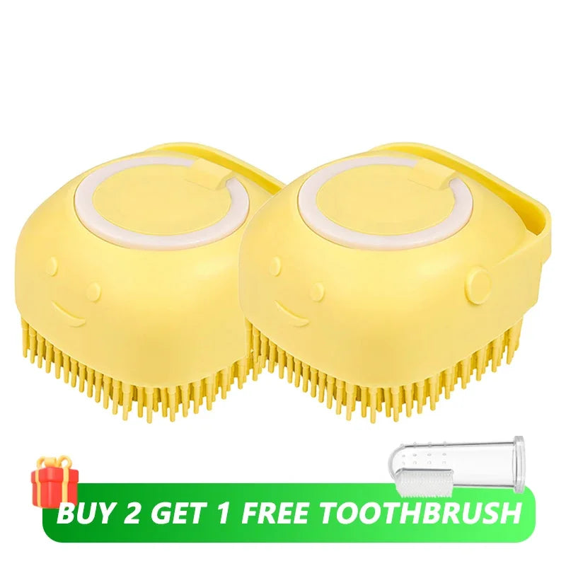 Silicone Pet Bath Brush: Shampoo Dispensing Massager