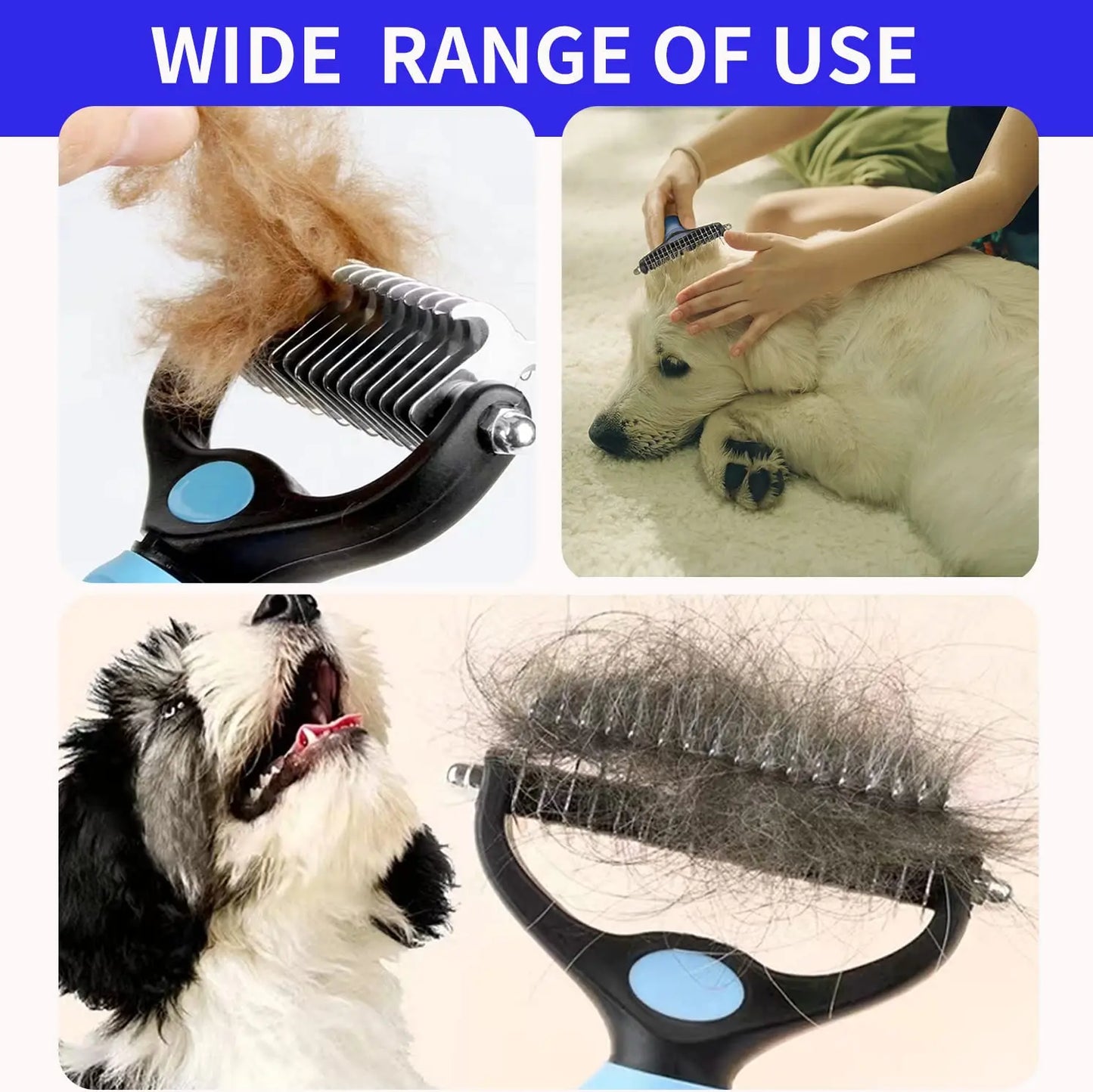 Dog & Cat Deshedding Brush: Pet Hair Remover