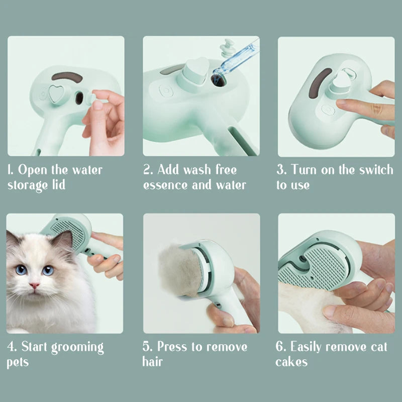 Steam Pet Brush: Dog & Cat Hair Remover