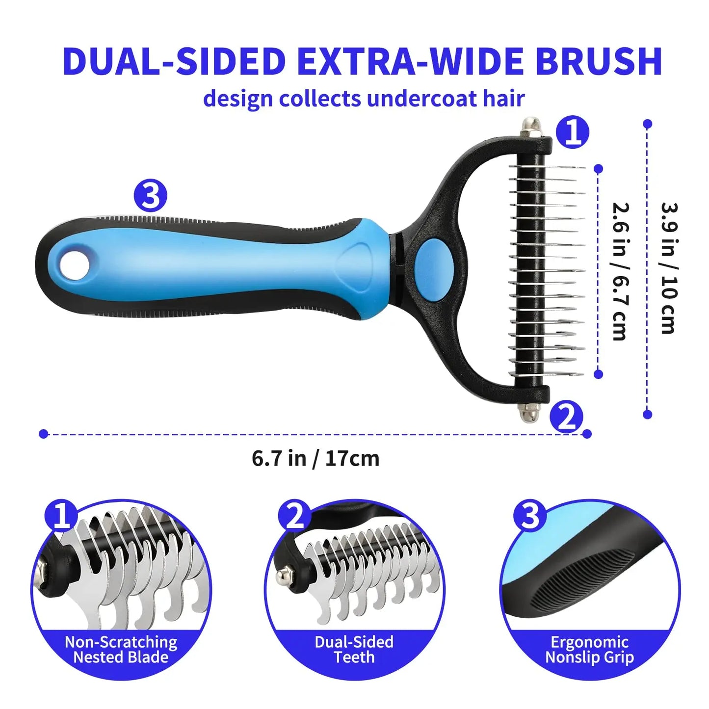 Dog & Cat Deshedding Brush: Pet Hair Remover