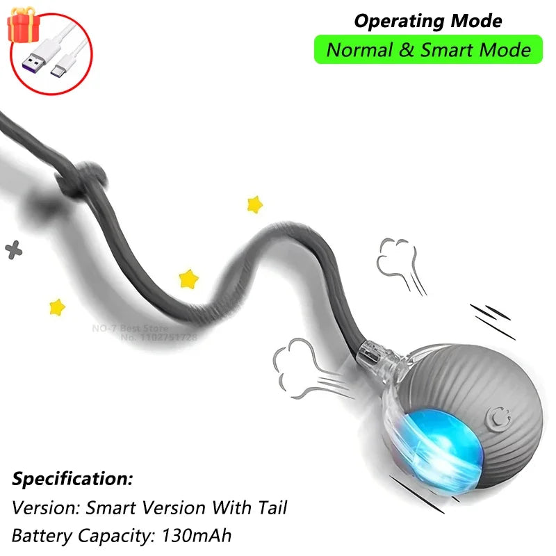 Automatic Rolling Cat Ball Toy: Rechargeable Smart Mouse