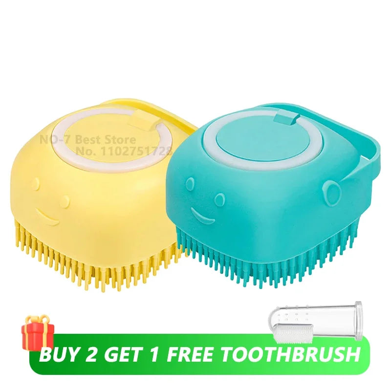 Silicone Pet Bath Brush: Shampoo Dispensing Massager