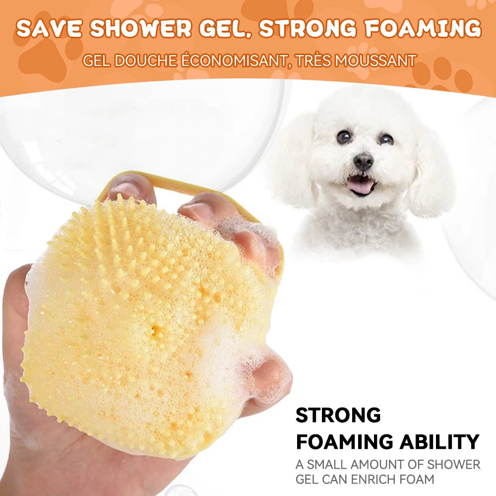 Silicone Pet Bath Brush: Shampoo Dispensing Massager
