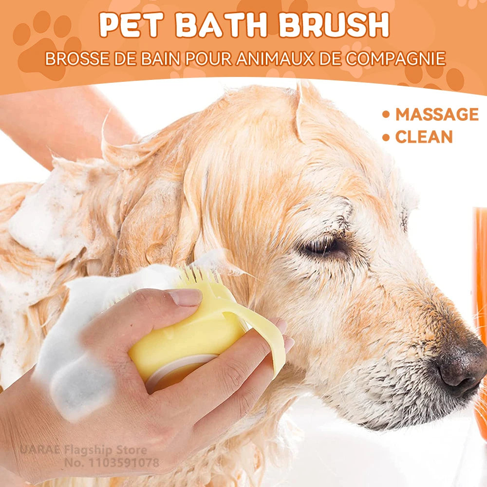 Silicone Pet Bath Brush: Shampoo Dispensing Massager