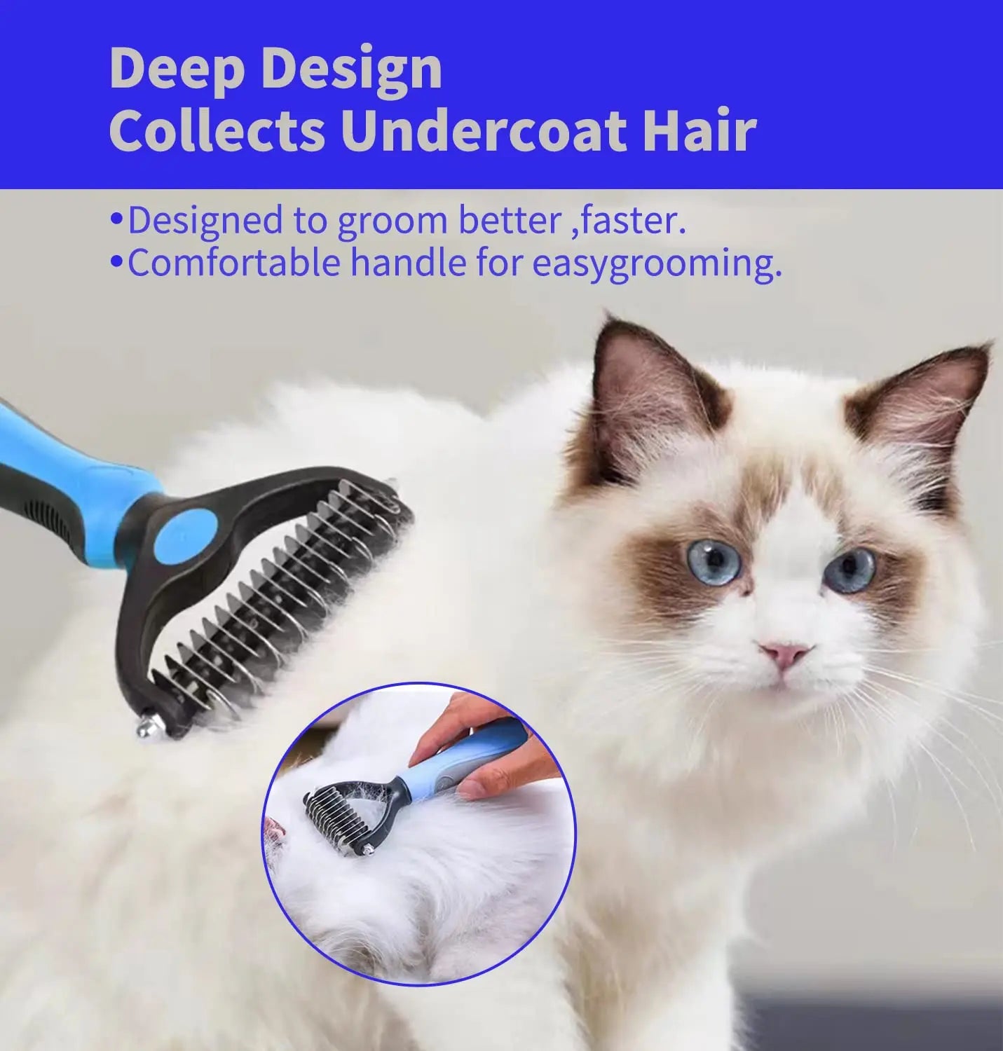 Dog & Cat Deshedding Brush: Pet Hair Remover