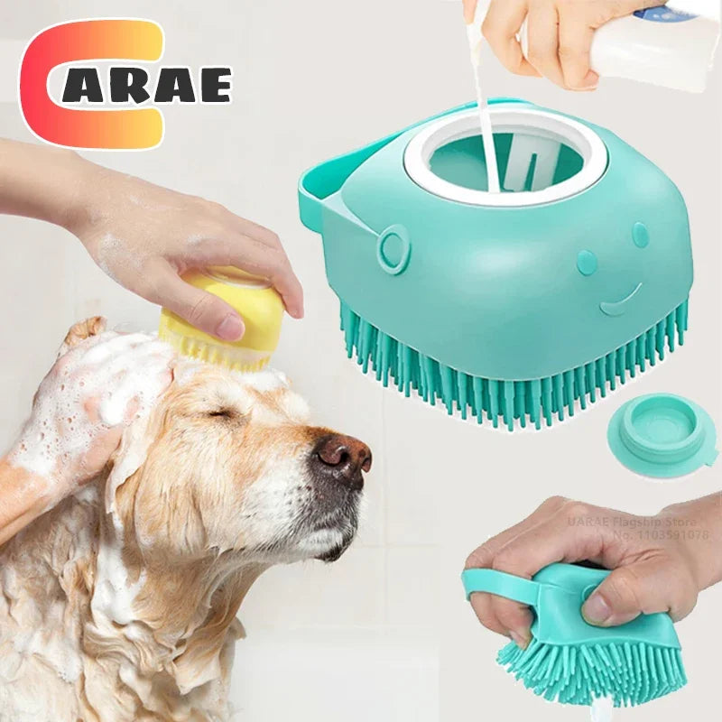 Silicone Pet Bath Brush: Shampoo Dispensing Massager