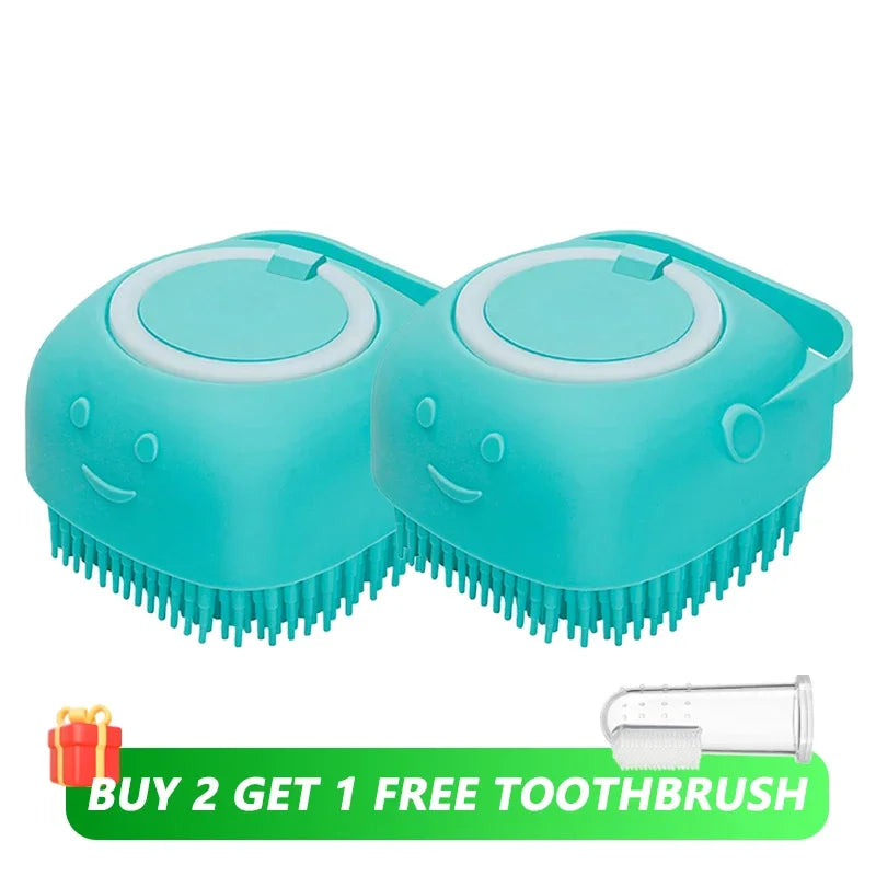 Silicone Pet Bath Brush: Shampoo Dispensing Massager