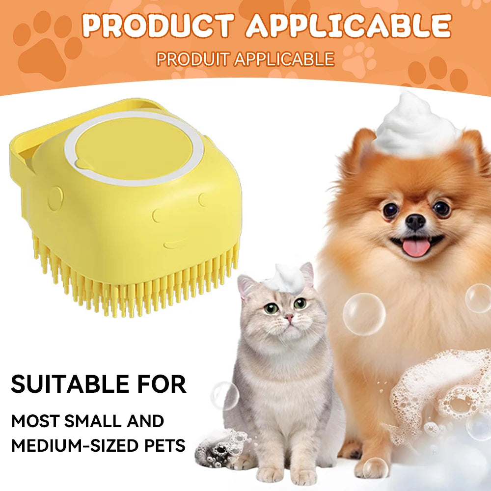 Silicone Pet Bath Brush: Shampoo Dispensing Massager