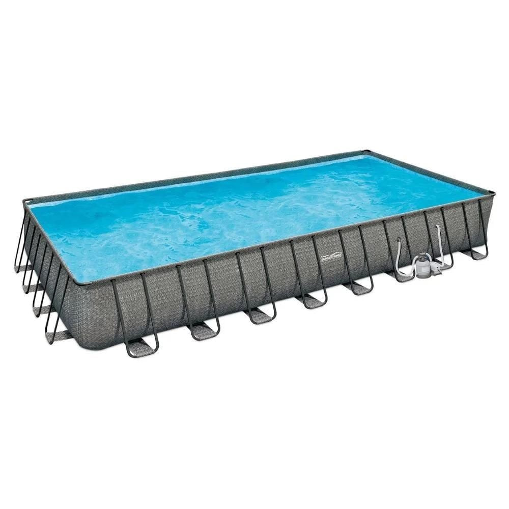 Summer Waves 32ft x 16ft x 52in Rectangle Frame Above Ground Swimming ...