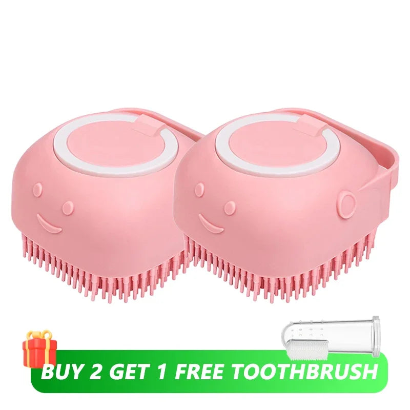 Silicone Pet Bath Brush: Shampoo Dispensing Massager