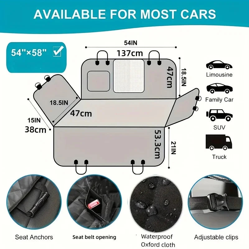 Waterproof Dog Car Seat Cover: Scratch-Resistant Hammock