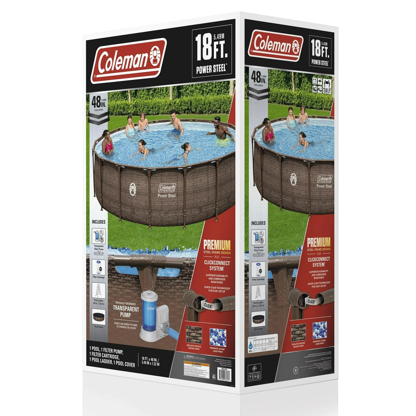 Coleman Power Steel 18’ x 48” Round Above Ground Pool Set